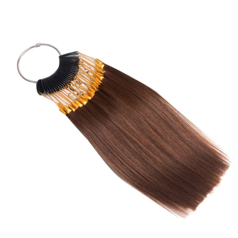 RemeeHi Rings 100% Human Hair Swatches Testing Color with Gold Buckles Straight Samples Hair for Salon Hairdressing 30 strands/set Brown 5Â° - Image 2